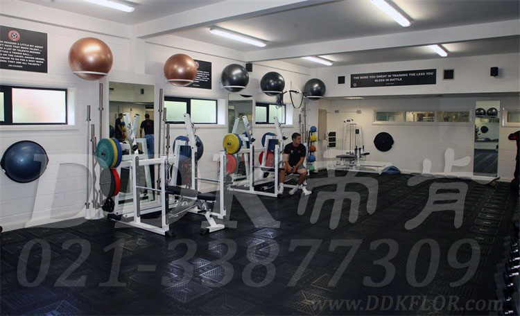 健身房器械力量區(qū)黑色滿鋪樣板圖片，帝肯(DDK)_4600（GB|吉霸）效果圖，健身房地墊,健身房地板,健身房地板膠,健身房地毯,健身房地膠,健身房橡膠地板,健身房防震地墊,自由力量區(qū)地膠